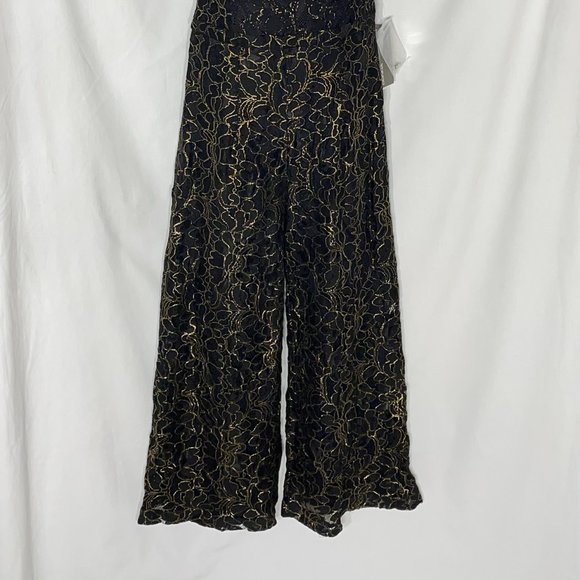 NWT Donna Ricco Lace Romper Elegant Black and Gold Size 2 - Picture 4 of 12